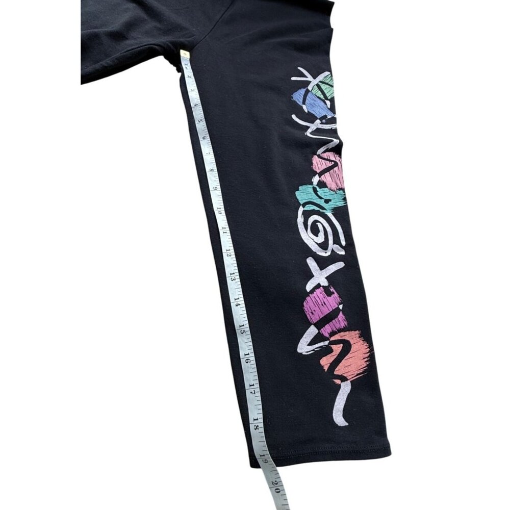 Vintage Jacques Moret Black Leggings With Colorful Abstract Design 55% Cotton Wo - Picture 7 of 13